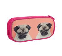 Sad Dog Large Capacity Double Layer Pencil Case For Students,Customizable Full Print Polyester Fabric Organizer-School, Office, Travel Makeup Pouch