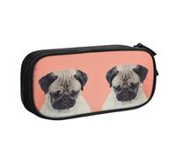 Sad Dog Large Capacity Double Layer Pencil Case For Students,Customizable Full Print Polyester Fabric Organizer-School, Office, Travel Makeup Pouch