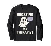 Sad Ghost Ghost Humor Anxiety Ghost Mental Health Funny Long Sleeve T-Shirt