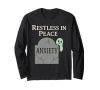 Sad Ghost Ghost Humor Anxiety Ghost Mental Health Funny Long Sleeve T-Shirt