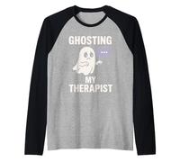 Sad Ghost Ghost Humor Anxiety Ghost Mental Health Funny Raglan Baseball Tee