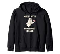 Sad Ghost Ghost Humor Anxiety Ghost Mental Health Funny Zip Hoodie