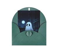 Sad Ghost patterned Dark Green party invitation, vertical greeting card, suitable for anniversary