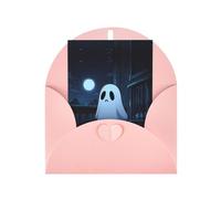 Sad Ghost patterned Pink party invitation, vertical greeting card, suitable for anniversary