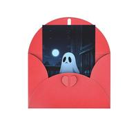 Sad Ghost patterned Red party invitation, vertical greeting card, suitable for anniversary