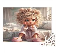 Sad Girl in Robe Jigsaw Puzzle Educational Game: Pouting Pajama Girl for Adults Teens Age 12 Years Up 38x26cm/1000pcs