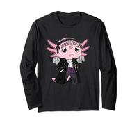Sad Goth Axolotl with Black Rose Veil Moon Long Sleeve T-Shirt