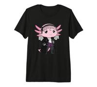 Sad Goth Axolotl with Black Rose Veil Moon Premium T-Shirt