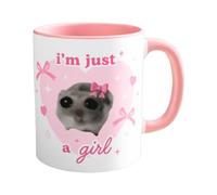 Sad Hamster Ceramic Mug | 350ml Bowtie Design | Unique Funny Coffee Cup That Makes Everyone Laugh | I'm Just A Girl Tea Mug