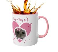 Sad Hamster Ceramic Mug - 400ml Cute Novelty Coffee Cup, Funny Latte Drinking Mug, Portable Tea Cup, Whimsical Mugs for Birthday Party Home School Studio Table Office Desk Decor