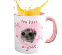 Sad Hamster Cup - Cute Hamster Print Ceramic Tagina for Hot and Cold Drinks, Funny Animal Lovers Gift | Cartoon Hamster Fancy Design an