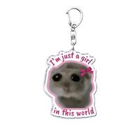 Sad Hamster Meme Keychain - Cute & Funny Acrylic Pendant For Keys, Backpacks, & Purses, Lightweight & Versatile Keyring Accessory | Kawaii Of Viral Internet Memes & Humor