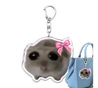 Sad Hamster Meme Keychain - Cute & Funny Acrylic Pendant For Keys, Backpacks, & Purses, Lightweight & Versatile Keyring Accessory | Kawaii Of Viral Internet Memes & Humor