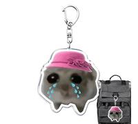 Sad Hamster Meme Keychain - Cute & Funny Acrylic Pendant For Keys, Backpacks, & Purses, Lightweight & Versatile Keyring Accessory | Kawaii Of Viral Internet Memes & Humor
