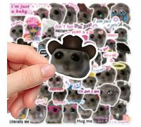 Sad Hamster Meme Stickers,Sad Hamster Sticker - Funny Big Eyes Waterproof Sticker | Cute Girly Aesthetic Sticker 56X Skateboard Portá