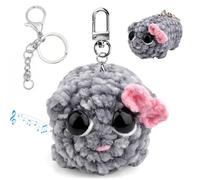 Sad Hamster Memes Plush Keychain, Crochet Hamster Toys Plush Knitted Hamsters, Cute Handwoven Stuffed Animals Toy with Sound, Meme with Pink Bow Key Rings Chains Ornament Unique Gift for Kids Adults