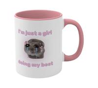 Sad Hamster Mug | I'm Just A Girl Ceramic Mug | 350ml Ceramic Bowtie Mug | Sad Hamster Design Unique Funny Mug That Makes Everyone Laugh | Sad Hamster Meme Coffee Cup Ceramic Hamster Tea Mug