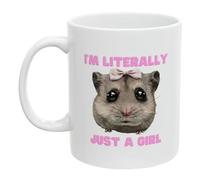 Sad Hamster Mug | I'm Literally Just A Girl Ceramic Mug | 350ml Ceramic Bowtie Mug | Sad Hamster Design Unique Funny Mug That Makes Everyone Laugh for Women Men