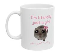 Sad Hamster Mug | I'm Literally Just A Girl Ceramic Mug | 350ml Ceramic Bowtie Mug | Sad Hamster Design Unique Funny Mug That Makes Everyone Laugh for Women Men