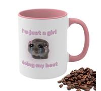 Sad Hamster Mug, I'm Literally Just A Girl Ceramic Mug, Sad Hamster Design Unique Funny Mug That Makes Everyone Laugh, 11oz Funny Sad Hamster Meme Coffee Cup Ceramic Hamster Tea Mug