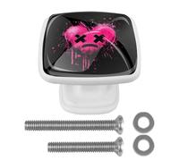 Sad Heart 4 Pack Square Cabinet Knobs Furniture White Hardware Handles for Kitchen Cabinets Bedroom Dresser Drawer Knobs Cupboard Knobs Wardrobe Cabinet Pulls