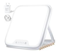 SAD Lamp, 10000 Lux Light Therapy Lamp for Depression, Sad Light UV-Free with Stepless Brightness, 4 Timer Setting, Memory Function, Daylight Lamp Portable Light Therapy Box for a Happy Mood