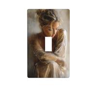 Sad Lonely Blonde Woman Light Switch Cover Decorative Single Toggle 1 Gang Wall Plate for Kitchen Farmhouse Bedroom Bathroom Art Decor