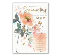 Sad Loss of Your Mum Sympathy Card - Flowers, Butterflies and Sentimental Verse with Foil Finish - Eco-Friendly - by Words and Wishes