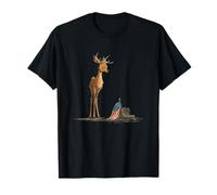 Sad Military Deer with America Flag Costume T-Shirt