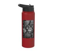 Sad Monkey Meme Orange Toy Selfie with Cat Viral Meme Stainless Steel Insulated Water Bottle