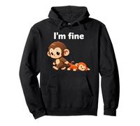 Sad Monkey Punch Meme With an Orange Toy I'm Fine Pullover Hoodie