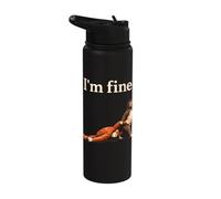 Sad Monkey Punch Meme with an Orange Toy I'm Fine Stainless Steel Insulated Water Bottle
