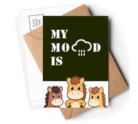 Sad Mood Rain Art Deco Fashion Postcards Envelopes Cards Mailing Year Horse