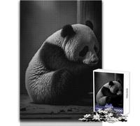 Sad Panda Is Waiting Jigsaw for Adults 1000 Pieces Focus Building Educational Activity for Festive Occasions Size 50x75cm