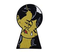 Sad Pop Art Iron-On Keyhole Patch | Comic Style Embroidery Patch, Keyhole ironable Patch, Kiss Iron on Patches, Sad Love Badges Finally Home