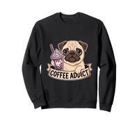 Sad Pug Boba Coffee Addict Dog Lover Cute Puppy Bubble Tea Sweatshirt