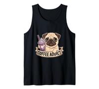 Sad Pug Boba Coffee Addict Dog Lover Cute Puppy Bubble Tea Tank Top