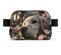 Sad Puppy Square-Shaped Waist Bag with Durable Polyester and Adjustable Strap for Unisex Use