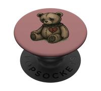 Sad Teddy Bear Broken Heart Design for Soft Grunge Sadcore PopSockets Adhesive PopGrip