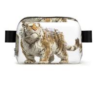 Sad Tiger Square-Shaped Waist Bag with Durable Polyester and Adjustable Strap for Unisex Use