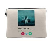 Sadako Yamamura Linen Look Case for Computer and Tablet Social Network Meeting Manga Anime Comics - 14-15 Inches Protective Laptop Sleeve Printed in France