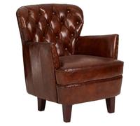 sadalmelik upholstered leather armchair in mocha brown
