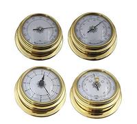 Saddgo 4 Pcs Boat Barometer Clock Thermometer Hygrometer Set Wall Mounting Type Brass For Case For Shell Lightw Humidity Meter