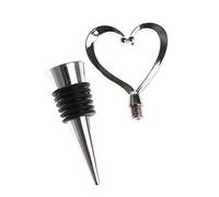 Saddgo Elegant Love Heart Shaped Twist Thread Sealed Wine Bottle Stopper - Black and Silver - Silicone, ABS - Heart Shape - Dishwasher Safe