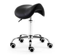 Saddle Chair Dental Office Saddle Stool, Swivel Adjustable Rolling Chair with Wheels, PU Leather Salon Seat(Black)