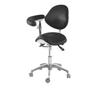 Saddle Chair PU Leather, Ergonomic Swivel Stool with Backrest Armrest for Office Clinic Tattoo Home Laboratory