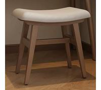 Saddle Cushion Vanity Stool, Multifunction Backless Makeup Chair with Wood Legs, Modern Upholstered Seat for Women