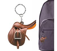 Saddle Keyring | Acrylic Keyring - Flat Saddle for Western Cowboy Horse Lovers for Rearview Decoration, a, 1