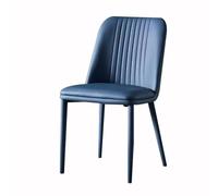 Saddle Leather Dining Chairs for Kitchen & Living Room, Sea Blue with Metal Legs, Stylish & Comfortable, 43x43x84cm, Perfect for Modern Homes