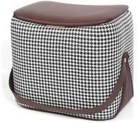 Saddle Shaped Leather Foot Stool, Upholstered Footrest for Shoe Changing in Living Room, Entryway, Comfortable Furniture Accent, Durable Design